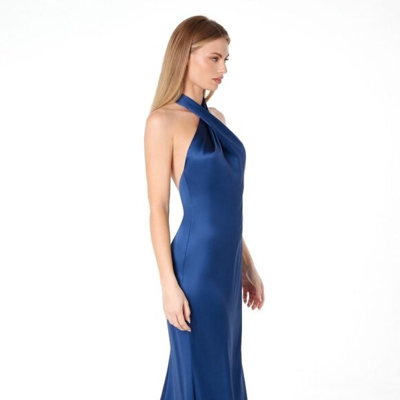New Sheath Sleeveless Solid Classy Gown w/ Halter Neck w/ Open Back CD T2005 - Picture 1 of 10
